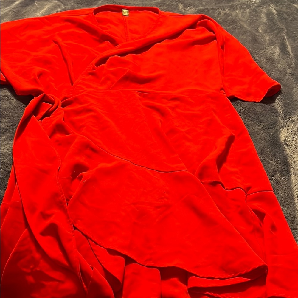 SheVibrant Red Wrap Dress